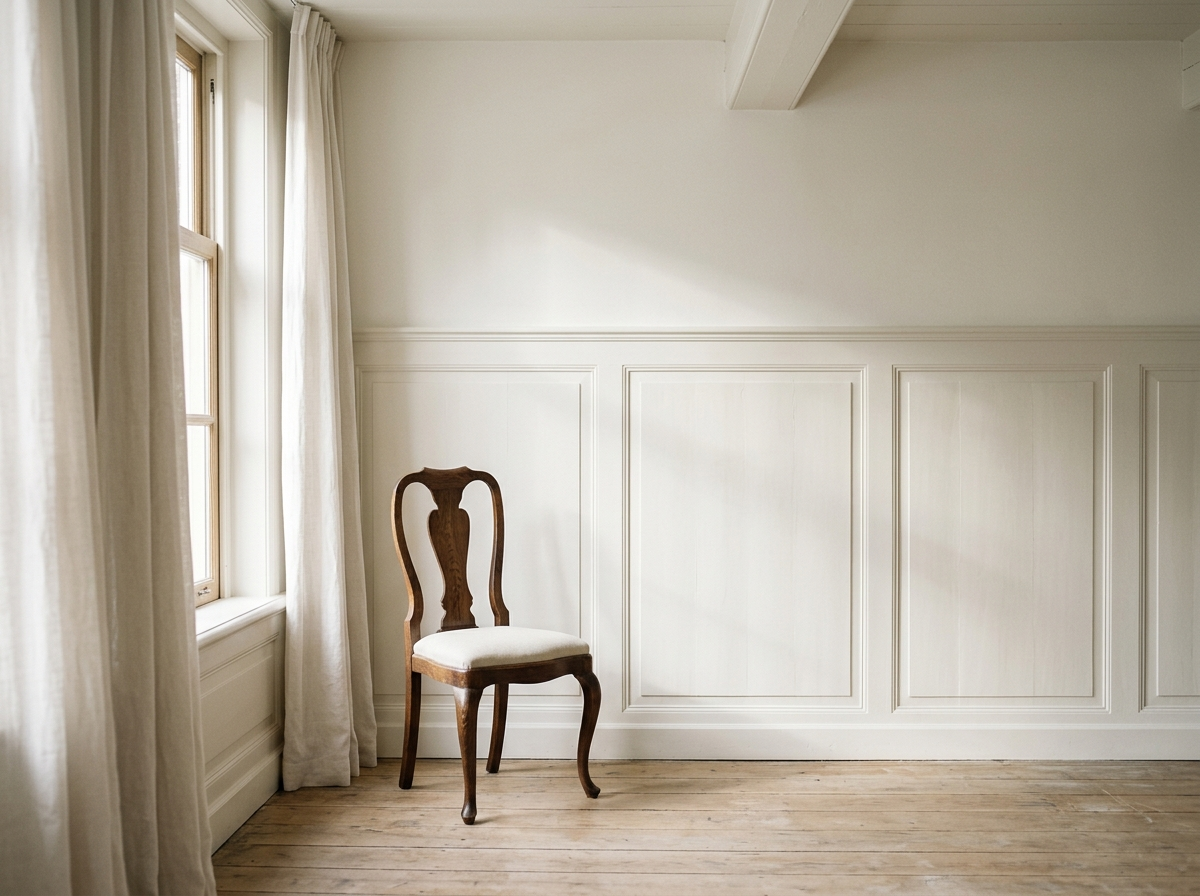 Uitnodigend klassiek interieur met geschilderde lambrisering, plan een adviesgesprek voor binnenschilderwerk bij VDB Schilderwerken