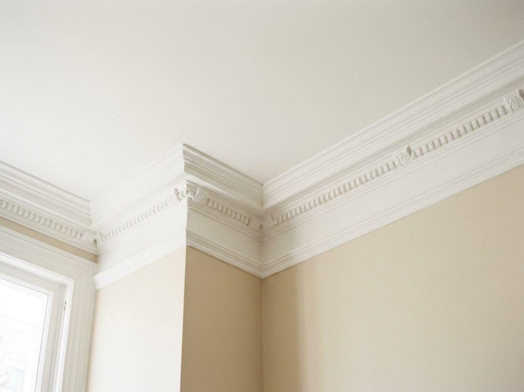 Klassieke plafondhoek met kroonlijst, plafond schilderen op maat door VDB Schilderwerken