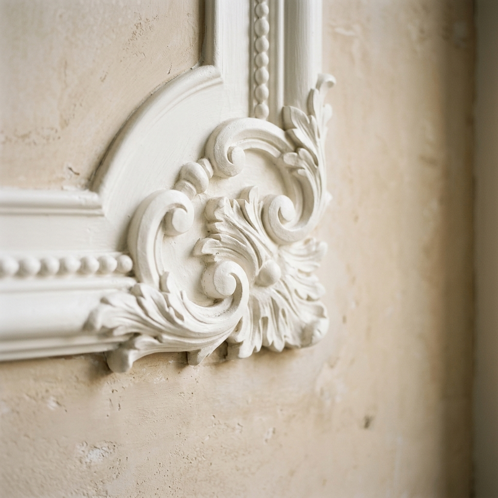 Gerestaureerd wit ornament op monumentaal pand — restauratieschilderwerk door VDB Schilderwerken in Limburg
