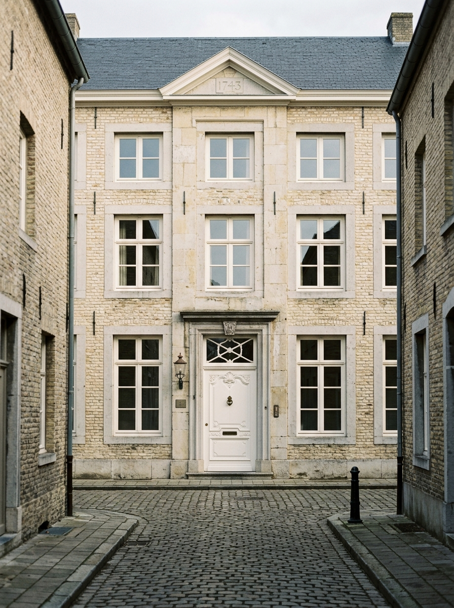 Klassiek Limburgs herenhuis in centrum van Echt met witte kozijnen, schilder in Echt door VDB Schilderwerken