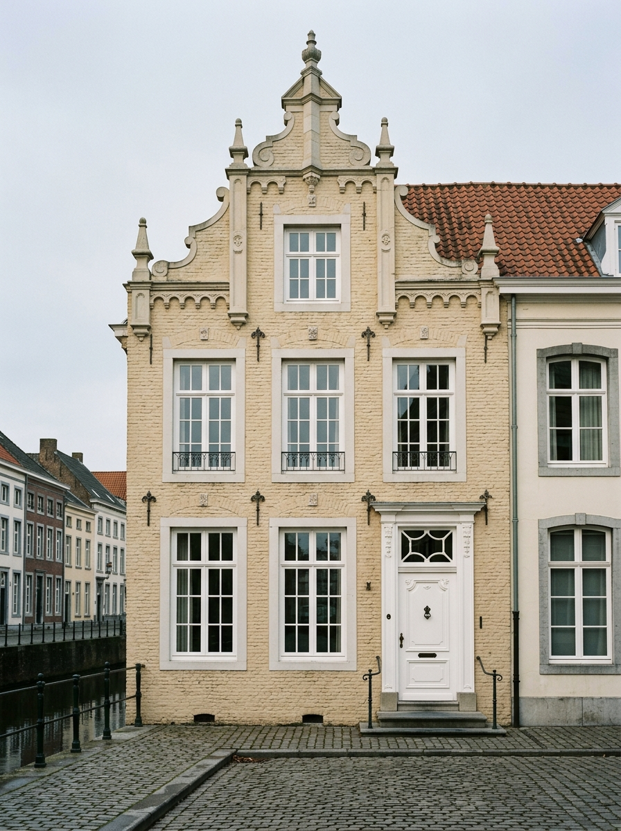 Klassiek grachtenpand in historisch centrum van Roermond met witte kozijnen, schilder in Roermond door VDB Schilderwerken