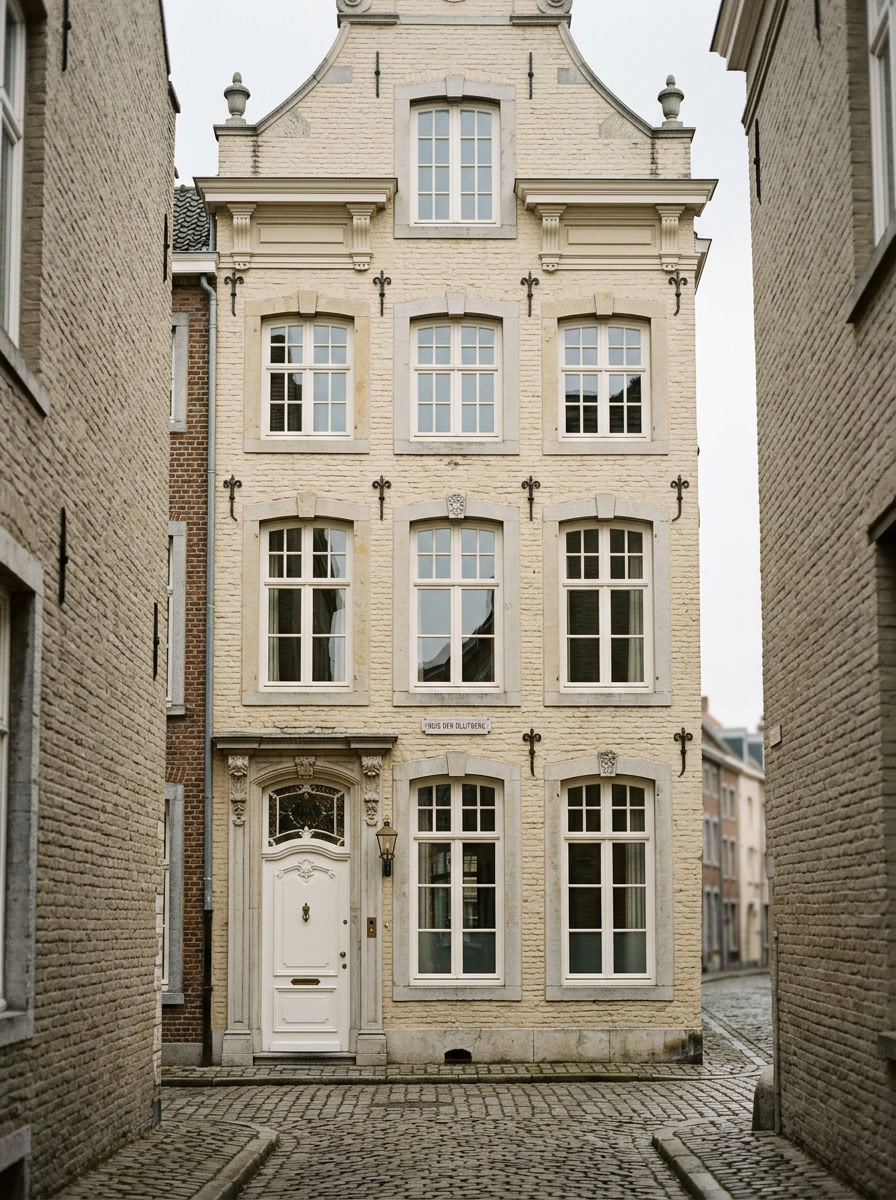 Klassieke stadswoning in historisch centrum van Sittard met witte kozijnen, schilder in Sittard door VDB Schilderwerken