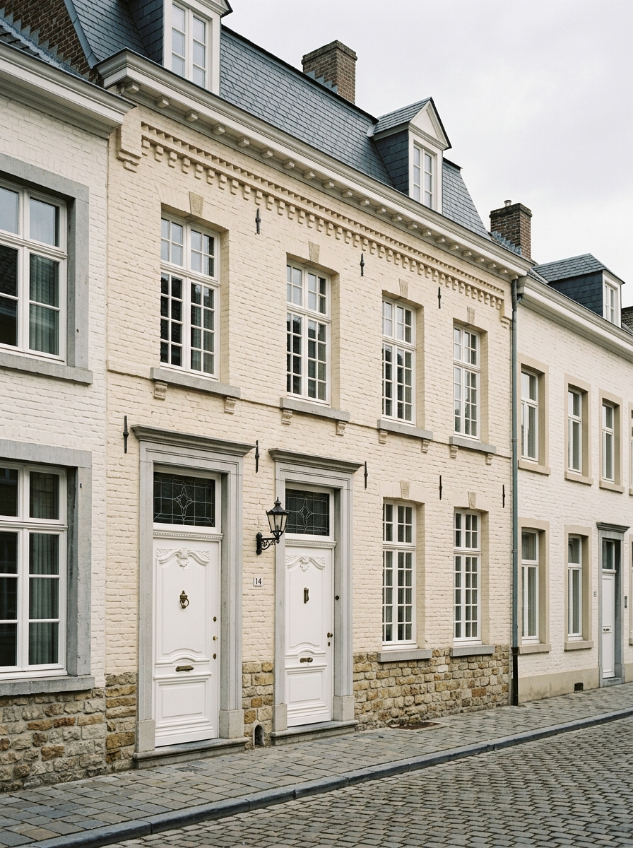 Klassieke stadswoning in historisch centrum van Meerssen met witte kozijnen, schilder in Meerssen door VDB Schilderwerken