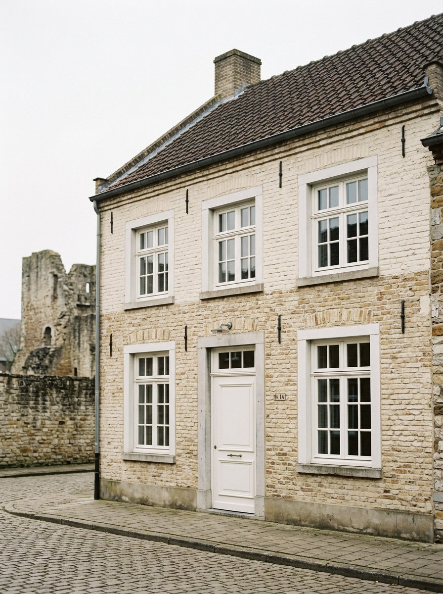 Klassieke dorpswoning in Montfort bij Kasteel Montfort met witte kozijnen, schilder in Montfort door VDB Schilderwerken