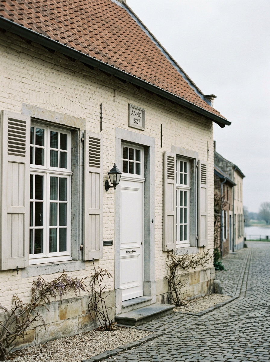 Klassieke dorpswoning in Neer aan de Maas met witte kozijnen, schilder in Neer door VDB Schilderwerken
