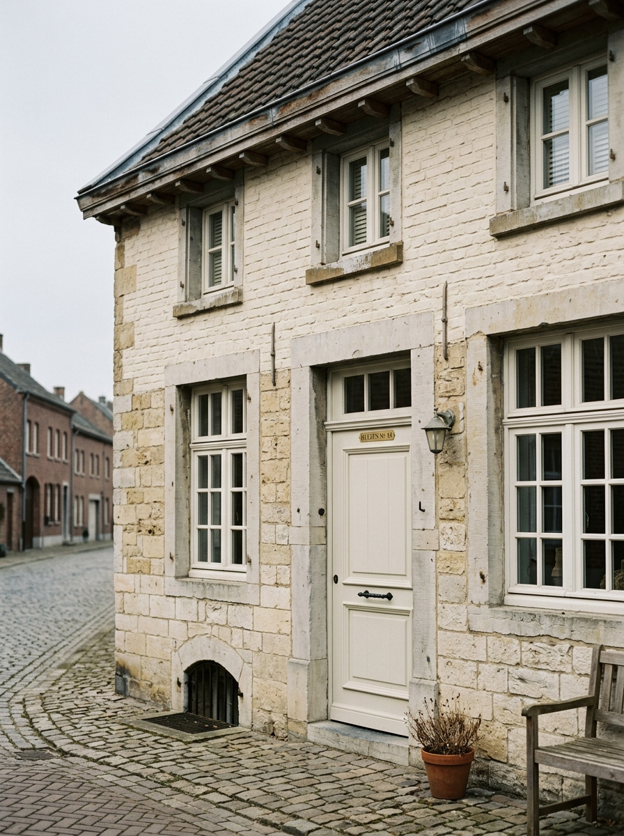 Klassieke Limburgse boerderij in Schinnen met witte kozijnen, schilder in Schinnen door VDB Schilderwerken