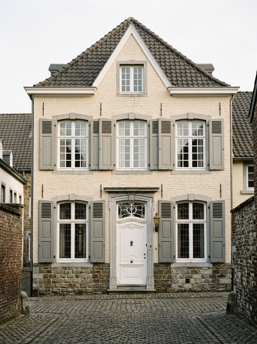 Klassieke villa met natuursteen in Vaals in het Heuvelland met witte kozijnen, schilder in Vaals door VDB Schilderwerken