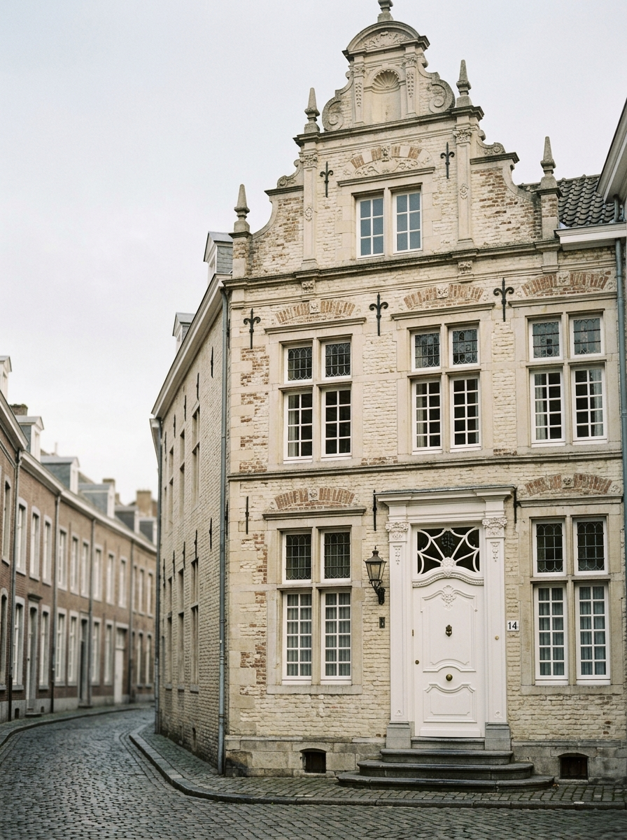 Klassieke stadswoning in historisch centrum van Venlo met witte kozijnen, schilder in Venlo door VDB Schilderwerken
